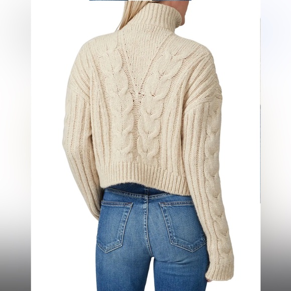 Nanushka Eria Beige Alpaca Wool Blend Cable Knit Pullover Sweater, Size Medium - Picture 2 of 8